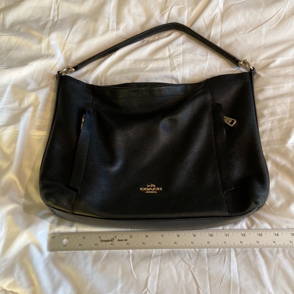 Coach Black Pebble Leather Scout Hobo Handbag, or Cross body gold hardware, EUC - Picture 10 of 13